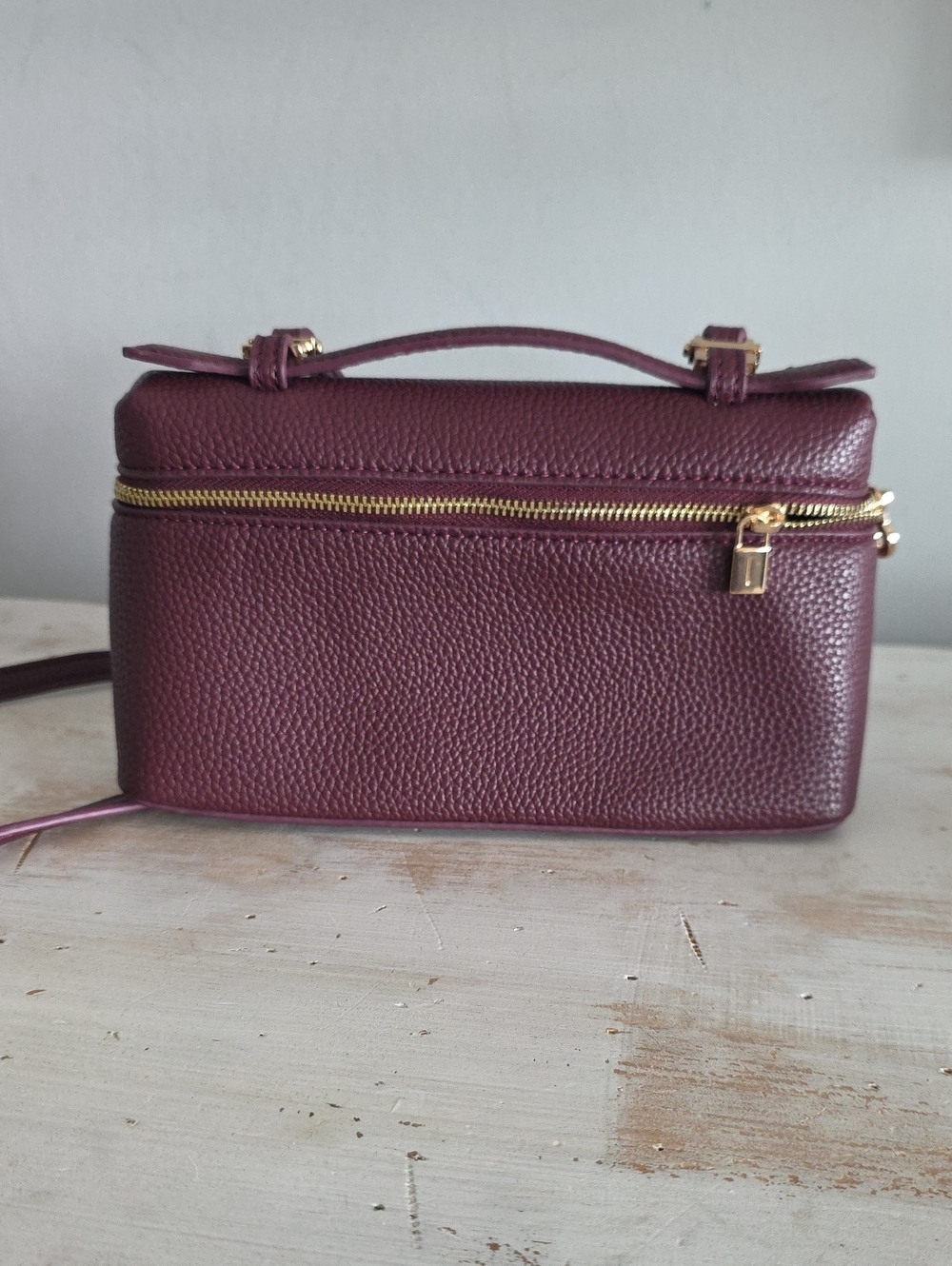 Leather Crossbody Box Bag in Deep Burgundy